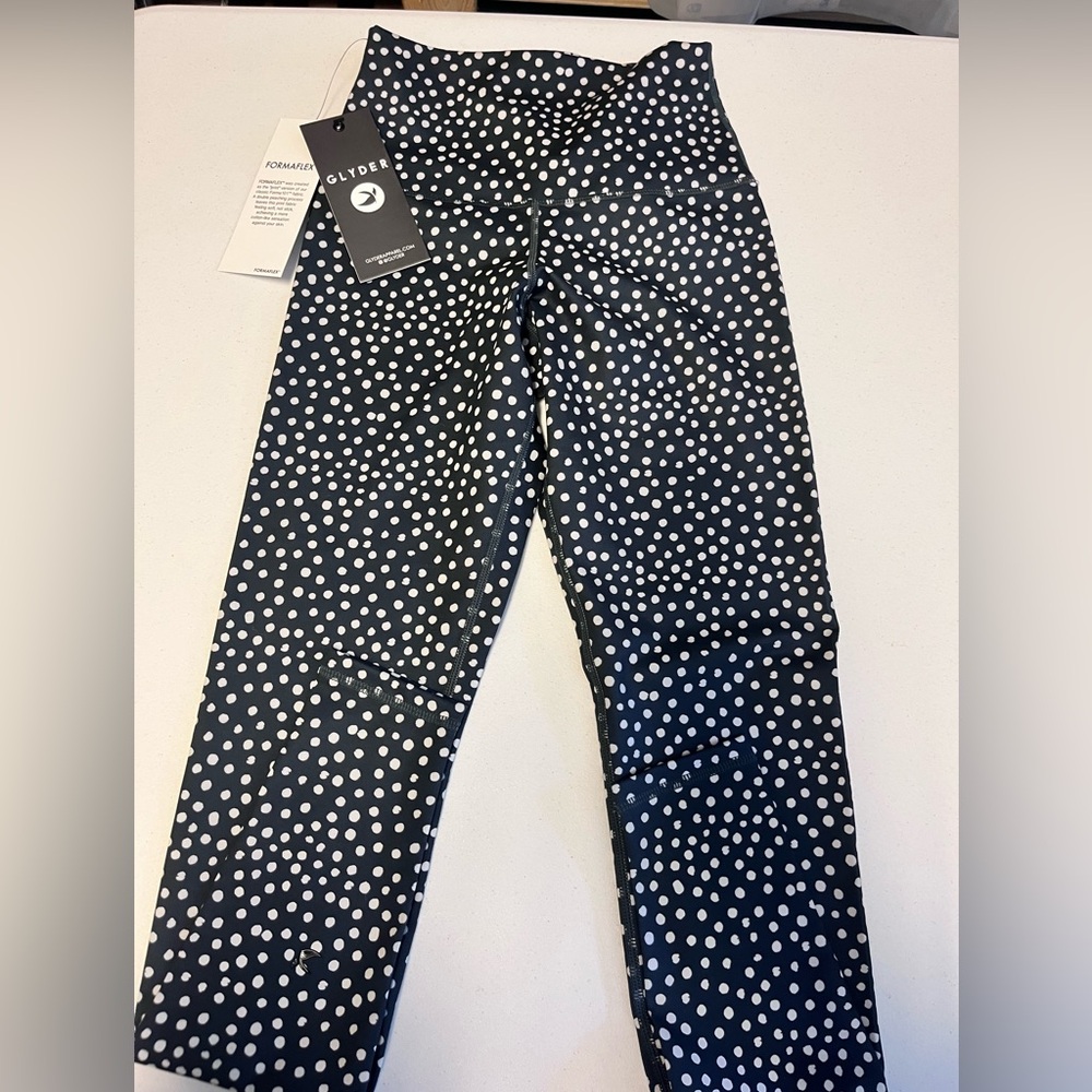 NWT Glyder High Power Legging: White / Black Polka Dot